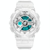 SANDA 298 Watch Men And Women Transparent Watch Waterproof Multi Functional luminous Movement Double Display Couple Electronic Watch(White Man)