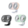 F211 Car Double Head With Led Electric Fan Car Air Outlet Instrument Panel USB Mini Fan(Pink)