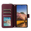 For Samsung Galaxy A25 Nine-card Slots Zipper Wallet Bag Leather Phone Case(Wine Red)