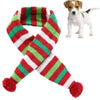 Christmas Dog Scarf, Red & Green Stripes, XS - Winter Pet Accessory