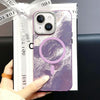 For iPhone 15 Tinfoil Texture MagSafe PC Phone Case(Purple)