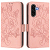 For Samsung Galaxy A56 5G Embossed Rose RFID Anti-theft Leather Phone Case(Pink)