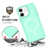 For iPhone 12 Shockproof MagSafe Armor PC Hybrid TPU Phone Case(Mint Green+Grayish Green)