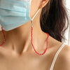 Drop-Shaped Beaded Crystal Mask Anti-Lost Lanyard Fashion Glasses Chain(Red)