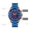 SKMEI 9192 Men Calendar Timing Stainless Steel Belt Luminous Quartz Watch(Blue)
