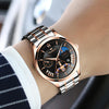 FNGEEN 5606 Men Luminous Casual Quartz Watch(Brown Leather Rose Shell White Surface)