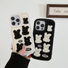 For iPhone 12 Rabbit Plush Silicone Phone Case(Black)