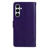For Samsung Galaxy A26 5G Global Tree & Cat Embossed Pattern Flip Leather Phone Case(Purple)