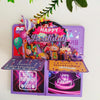 Colorful 3D Three-dimensional Handmade Hollow Paper Carving Birthday Card(Purple)