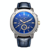 Ochstin 5039C Multifunctional Business Men Watch Luminous Waterproof Leather Quartz Watch(Silver+Gold+Blue)