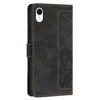 For iPhone XR Tulips Embossed Leather Phone Case with Lanyard(Black)