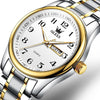 OLEVS 5567 Men Steel Strap Waterproof Quartz Watch(White + Gold)