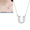 Women Fashion S925 Sterling Silver English Alphabet Pendant Necklace, Style:U