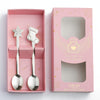 2pcs /Pack Christmas Stainless Steel Spoon Tableware Gift Set, Color: Pink Box Silver Socks+Stars