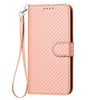 For Xiaomi Redmi K70 / K70 Pro YX0070 Carbon Fiber Buckle Leather Phone Case with Lanyard(Pink)