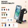 5-in-1 Desktop Magnetic Wireless Charger with Clock and Temperature Display for Smartphones / Watches / Earphones(Black)