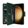 For Samsung Galaxy S25+ 5G Rivet Buckle 9 Cards Three Fold Leather Phone Case(Green)