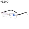 Rimless Anti Blue-ray Blue Film Lenses Presbyopic Glasses, +3.50D(Black)