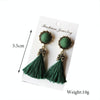 Women Fashion Vintage Velvet Ball Fringed Drop Earring(Black)