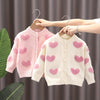 Girls Love Sweater Cardigan Autumn and Winter Knitted Sweater Jacket, Size:  130cm(Beige)