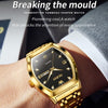 OLEVS 5528 Men Business Dual Calendar Wine Barrel Waterproof Quartz Watch(Black + Gold)