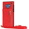 For Samsung Galaxy Note9 Cross-body Zipper Square TPU+PU Back Cover Case with Holder & Card Slots & Wallet & Strap(Red)