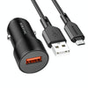 BOROFONE BZ19A Wisdom QC3.0 USB Port Fast Charging Car Charger with USB to Micro USB Cable(Black)