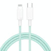 27W PD USB-C / Type-C to 8 Pin Fast Charging Braided Data Cable, Cable Length: 1m(Green)