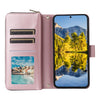 For Samsung Galaxy A54 Nine-card Slots Zipper Wallet Bag Leather Phone Case(Rose Gold)
