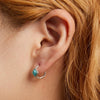 S925 Sterling Silver Square Turquoise Ear Buckle Women Earrings