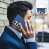 For Samsung Galaxy S23 5G Splicing Color Hollow Flower Pattern RFID Leather Phone Case(Dark Blue)