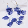 Long Exaggerated Fabric Art Handmade Petal Earrings, Color: E1908-27 Blue