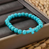 S2303-3 Cross Women Beaded Bracelet Turquoise Ethnic Style Charm Jewelry