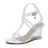 Transparent PVC Peep Toe Stiletto High-Heeled, Shoe Size:36(White)