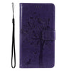 For Samsung Galaxy A26 5G Global Tree & Cat Embossed Pattern Flip Leather Phone Case(Purple)