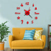 Acrylic 3D Wall Clock DIY Living Room Bedroom Wall Background Decoration(Red)