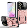 For Samsung Galaxy A35 5G Large Window MagSafe Holder Phone Case(Rose Gold)