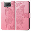 For Asus Zenfone 8 Flip Butterfly Love Flower Embossed Horizontal Flip Leather Case with Holder & Card Slots & Wallet & Lanyard(Pink)