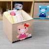 Youngshoots Cotton Linen Cartoon Toy Storage Basket Clothing Storage Box,Style Ordinary(Pig Little Girl)