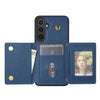 For Samsung Galaxy S23 FE 5G Three Fold Card Bag Phone Case with Long Lanyard(Blue)