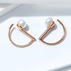 S925 Sterling Silver Shell Beads Simple Earrings, Color:Rose Gold