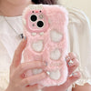 For iPhone 15 Embroidered Plush TPU Phone Case(Foundation White Love Heart)
