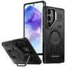 For Samsung Galaxy A55 5G Shield Hollow Frame Holder MagSafe Phone Case(Black)