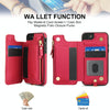 For iPhone SE 2022 / 2020 / 8 Double Flap Zipper RFID Leather Phone Case with Short Lanyard(Red)