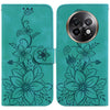 For Realme 13+ Global Lily Embossed Leather Phone Case(Green)
