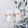 1 Pair Christmas Decorations Plush Dolls Boys And Girls Small Pendant(White)