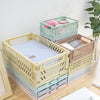 Folding Stackable Storage Basket Plastic Hollow Home Office Organizer Container Large Light Gray
