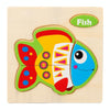 10 PCS Children Educational Animal Three-Dimensional Wooden Puzzle Toy(Goldfish)