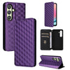 For Samsung Galaxy S25+ 5G Cubic Grid Texture Flip Leather Phone Case(Purple)