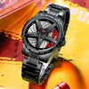 BINBOND D002 Car Hub Dial Multifunctional Waterproof and Wear-resistant Men's Watch(Black Net-Black-Red)